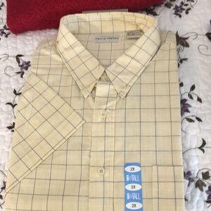 Mens 2x yellow plaid short sleeve shirt